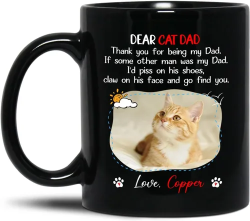 Vista 10 de Taza de café personalizada con nombre y foto de gato, marco de fotos personalizado para gato, taza de café negra de 11 onzas y 15 onzas, taza de té