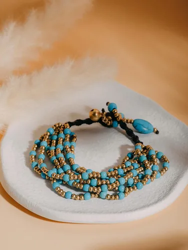 Vista 7 de MINACHI Boho Ethnic Turquoise Beads Charm Strand Bracelet Jewelry Gift for Women