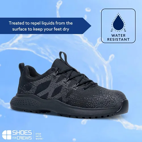 Vista 4 de Shoes for Crews Heather II - Zapatos de trabajo con punta nanocompuesta (NCT) para mujer, antideslizantes, resistentes al agua, color negro
