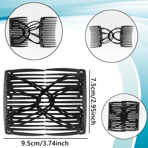 Vista 5 de 6 peines elásticos dobles para el cabello, accesorios mágicos ajustables para hacer moños sin arrugas, accesorios para mujer, rizados, gruesos