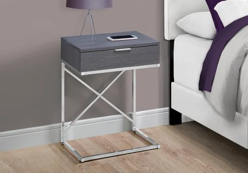 Vista 5 de Monarch Specialties I Accent, mesa final, mesita de noche, GRIS