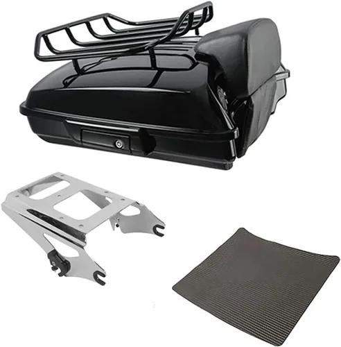 Vista 13 de TCMT Caja de maletero de motocicleta cortada con respaldo envolvente desmontable de dos plazas y soporte de montaje adecuado para Harley 2009-2013