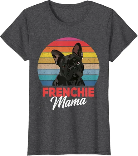 Vista 7 de Frenchie Mama - Camiseta divertida de regalo para niñas y perros Bulldog Francés, Negro, S