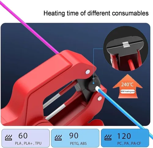 Vista 5 de 3D Filament Welder, 1.75Mm/2.85Mm Connector Tool, 240℃ Temperature, Consumables Splicer, Repair Broken Filaments for Pla, Abs, Petg, TPU, Pc, Pp