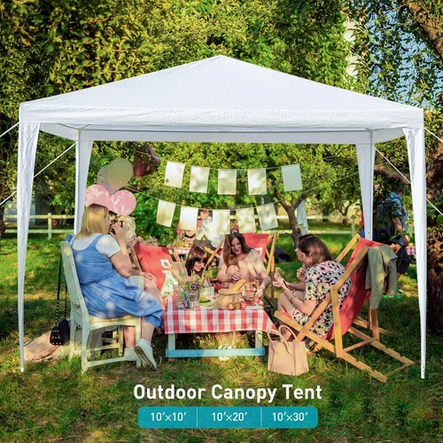 Vista 2 de Tienda de campaña de 10 x 10 pies, tiendas de campaña al aire libre para fiestas, bodas, cumpleaños y mercado de pulgas, tienda de campaña blanca