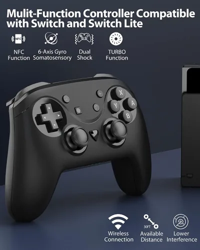 Vista 6 de YCCTEAM Controlador de interruptor compatible con SwitchSwitch LiteSwitch Oled, controlador Switch Pro con NFC, turbo, función de vibración dual
