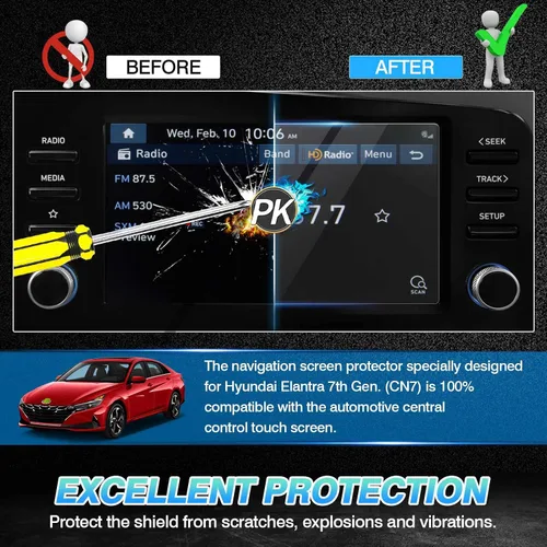 Vista 4 de Autorder Protector de pantalla para Hyundai Elantra 2021-2026, película de vidrio templado de 8 pulgadas, protector de pantalla táctil
