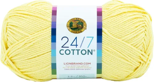 Vista 111 de Lion Brand Yarn - Hilo ligero 24/7 de algodón para tejer, hacer ganchillo y manualidades, Ámbar, paquete de 1 Light Worsted 100% Mercerized Cotton