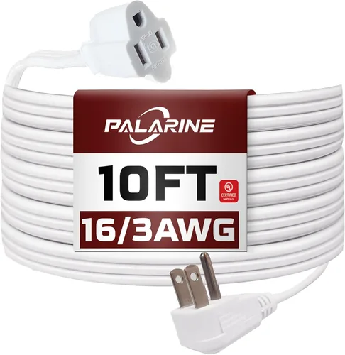 Vista 21 de Cable de extensión de enchufe plano negro de 3 pies, cable de alimentación resistente calibre 16
