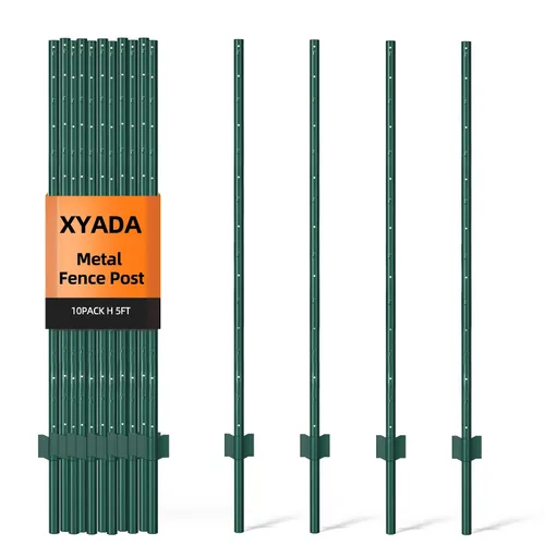 Vista 10 de XYADA Postes de Valla de Servicio Pesado de Metal, Poste en U para Cercado en Jardín, Patio y Alambre Exterior (4 PIES - Paquete de 8)
