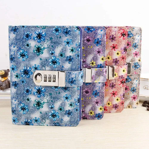 Vista 6 de ARRLSDB Diario de carpeta con cerradura, diario de cuero recargable A6 con contraseña, diario personal con bloqueo, tamaño: 7.3 x 5.3 pulgadas (azul)