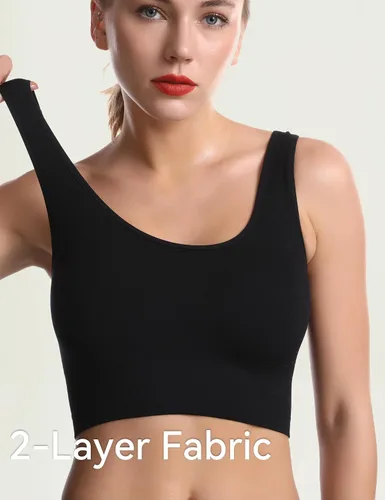 Vista 2 de Brasier deportivo de soporte ligero para mujer, sin costuras, línea larga, cómodo, bralette deportivo de yoga, tops de corte corto