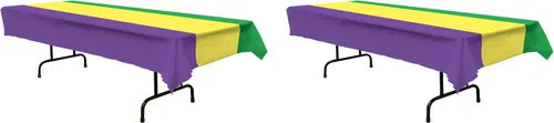 Vista 11 de Beistle Mantel de cuentas de Mardi Gras, 54 x 108 pulgadas, 2 piezas – Mantel de plástico, mantel rectangular, decoraciones de Mardi Gras