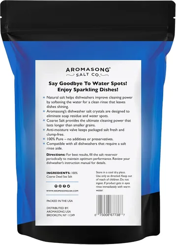 Vista 7 de Aromasong Sal para lavavajillas de 5 libras - Agente suavizante de agua 100% natural compatible con Bosch, Miele, Whirlpool, Thermador y más
