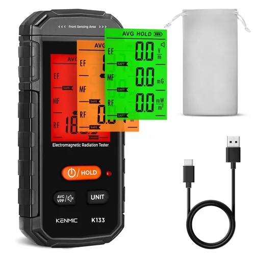 Vista 8 de Medidor EMF recargable, detector de campo electromagnético de mano con LCD digital, adecuado para inspecciones EMF en el hogar y al aire libre
