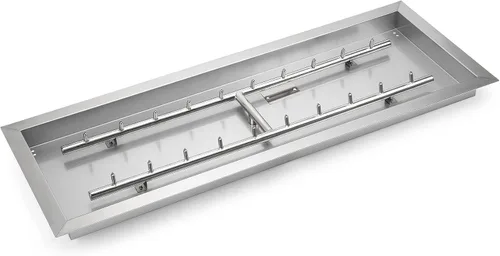 Vista 10 de Stanbroil Bandeja Quemador de Chorro Rectangular Mejorada para Hoguera de 24" x 8", Acero Inoxidable 304 Gas Natural y Propano para Hoguera