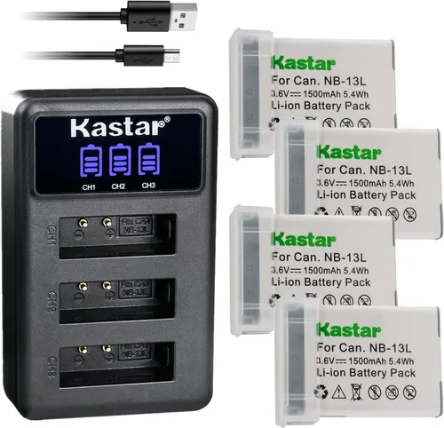 Vista 9 de Kastar NB-13L - Cargador de batería USB triple LCD compatible con Canon PowerShot SX620 HS, PowerShot SX720 HS, PowerShot SX730 HS, PowerShot SX740
