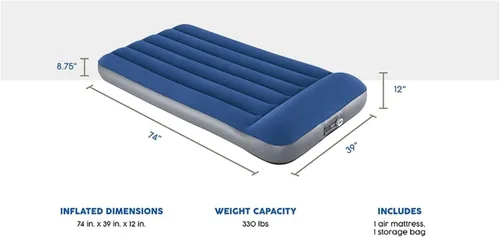 Vista 6 de Colchón de aire de viaje individual con bomba y almohada integradas, vigas internas Tri Tech soporta 330 libras