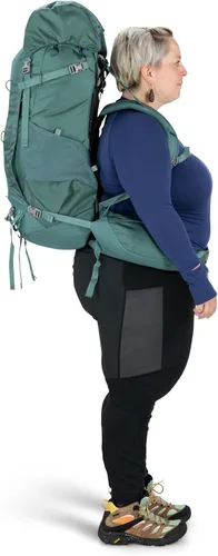 Vista 5 de Osprey Viva 65L Mochila de mochilero para mujer, color gris Tunnel Vision, ajuste extendido