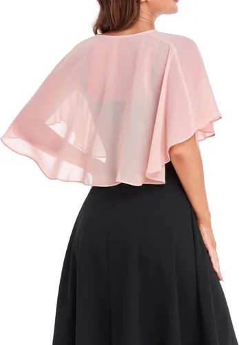 Vista 6 de Capelets para mujer, chales de gasa suave, chal para noche, boda, bolero