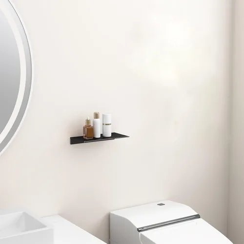 Vista 6 de Danpoo Pequeño estante flotante para almacenamiento en la pared, mini estante de exhibición para coleccionables, estante de pared de metal para Negro