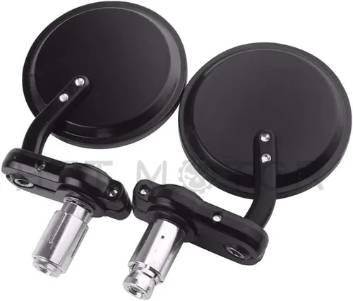 Vista 4 de Nuevos espejos redondos de 1 pulgada para extremo de barra para Kawasaki Suzuki Ducati, color negro
