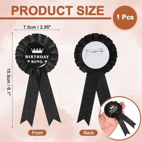 Vista 2 de uxcell Premio de cinta en blanco, broche de insignia de fiesta, broche para mujeres y hombres, colorido ramillete de satén de tela de cumpleaños