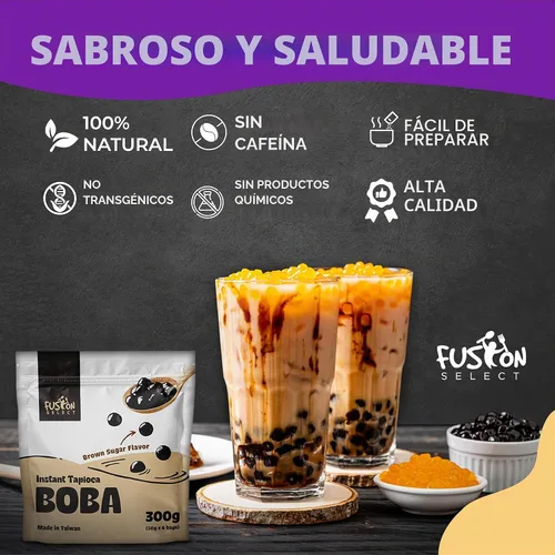 Vista 7 de Fusion Select Instant Boba - Perlas de tapioca instantáneas sin cocinar para bebidas de té de burbujas, leche dulce caliente o fría - Microondas
