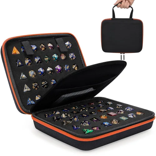 Vista 8 de Aoriher 1 Pcs Dice Case with Removable Slotted Tray for Storage Game Storage Case Dice Holder Holds up to 70/10 Sets (Blue)