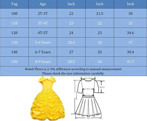 Vista 9 de Disfraz de princesa para fiesta de cumpleaños, vestido con hombros descubiertos para niñas de 3 a 12 años