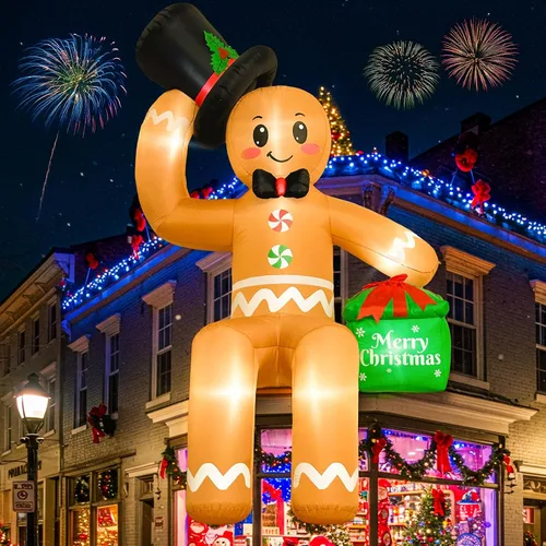 Vista 10 de Inflables de Navidad de 8 pies, decoración al aire libre, Papá Noel inflable para escalar, decoraciones de patio con LED, decoraciones inflables