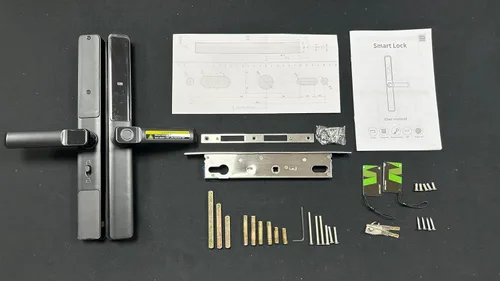 Vista 7 de Cerradura de puerta inteligente para puertas correderas – entrada sin llave 6 en 1 con huella digital, código de acceso, tarjeta IC, control