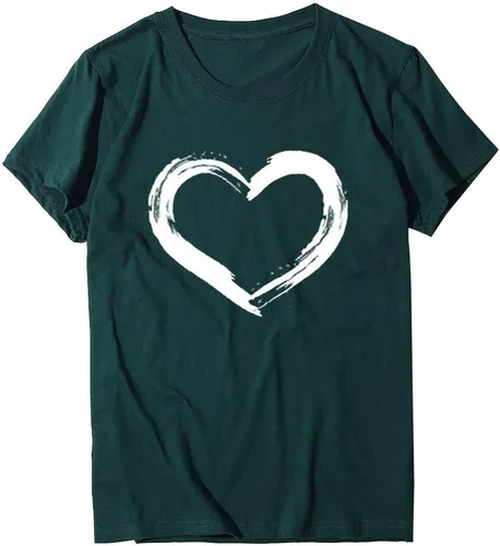Vista 44 de Camisetas de manga corta con estampado de corazón para mujer, camisetas de ajuste regular, linda y divertida, ropa de regalo 2023