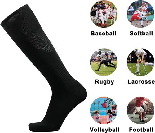 Vista 6 de Three street Calcetines de béisbol, unisex hasta la rodilla sólida tubo deportivo de compresión softball fútbol fútbol equipo calcetines 2-10 pares