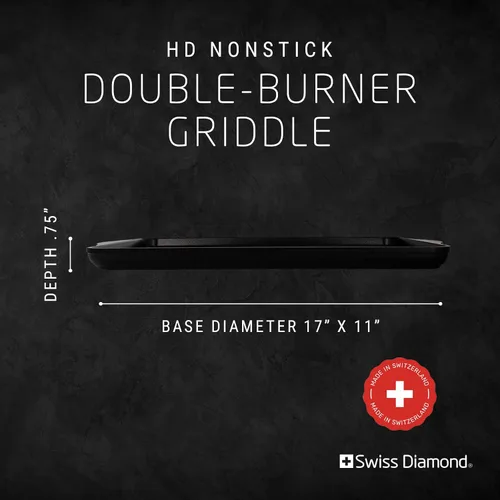 Vista 3 de Swiss Diamond Plancha antiadherente HD Classic de doble quemador - 17" x 11