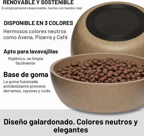Vista 3 de Loving Pets - Dolce Bamboo - Cuencos y platos ecológicos de bambú para mascotas para perros, gatos, cuenco de comida y agua para cachorros