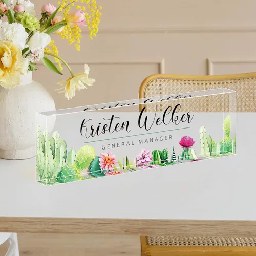 Vista 19 de Placa de nombre de escritorio personalizada, placa de identificación acrílica personalizada para decoración de escritorios, regalos