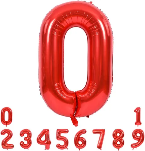 Vista 31 de Toniful - Globos de helio grandes de números del 0 al 9 de 40 pulgadas, color negro, globos digitales de número 0, globos de papel de aluminio