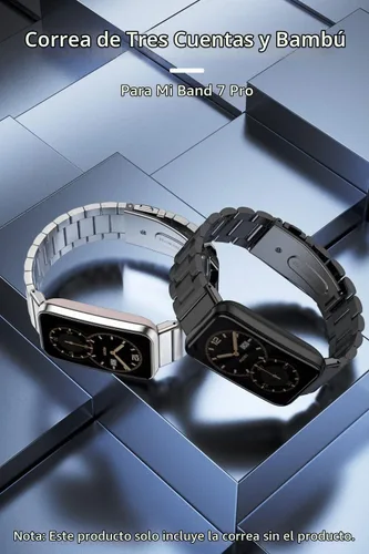 Vista 3 de Correa Mi Band 7 Pro, pulsera de metal para Xiaomi Mi Band 7 Pro Smart Bracelets Accesorios de repuesto Negro Metálico