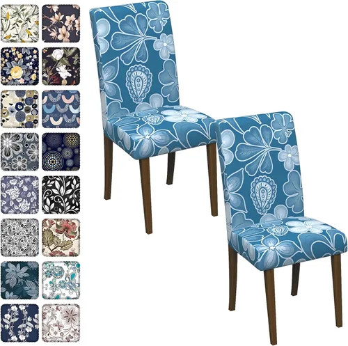 Vista 88 de Fundas para sillas de comedor CoSofSLIP, juego de 2, fundas estampadas elásticas antideslizantes, fundas extraíbles y lavables para sillas