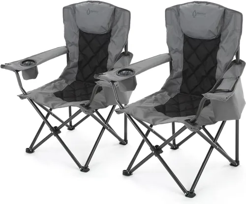 Vista 10 de ARROWHEAD OUTDOOR Silla plegable portátil de lujo para campamento con reposacabezas, portavasos y vidrio, enfriador de 6 latas, bolsa de transporte