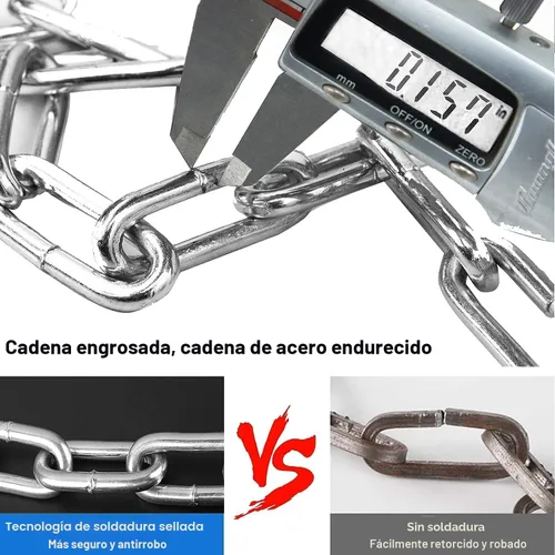 Vista 3 de Candado de cadena para bicicleta, candado de cadena de bicicleta antirrobo resistente, candados de seguridad de bicicleta de 2.72 pies con 3 llaves