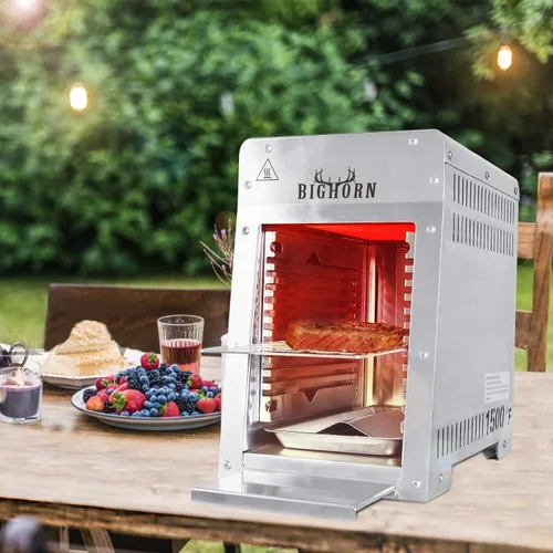 Vista 8 de BIG HORN OUTDOORS Parrilla de propano a gas infrarroja portátil, de acero inoxidable de 1500 grados, parrilla de mesa de cocción rápida para carne
