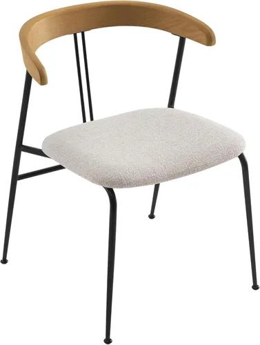 Vista 4 de CHITA Juego de 4 sillas de comedor modernas tapizadas, sillas de comedor con certificación FSC con patas de metal, silla de comedor de mediados
