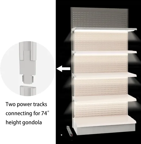 Vista 6 de Kit de luz de góndola al por menor, montaje magnético blanco puro de 6000 K con controlador de 24 V y pista de alimentación para estantes