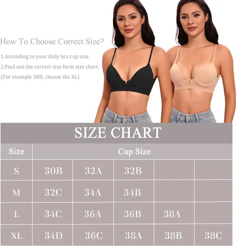 Vista 6 de Brasier de espalda baja para vestido sin espalda, brasier push up, sujetadores de escote en V profundo para mujer