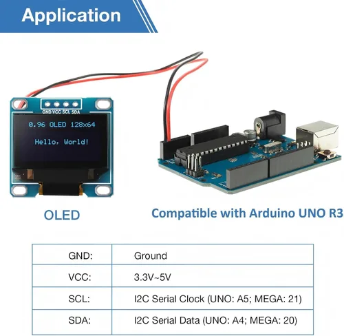 Vista 3 de Weewooday 5 unidades de módulo OLED de 0.96 pulgadas 12864 128 x 64 controlador IIC I2C serie autoluminosa compatible con Arduino/Raspberry PI (azul)