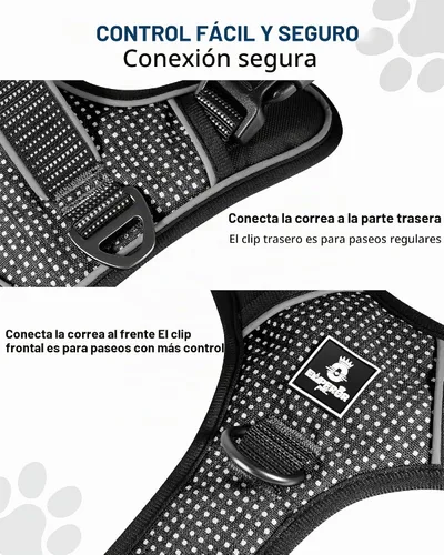 Vista 3 de Emperor Pets - Arnés para perro sin tirones, talla S, color negro