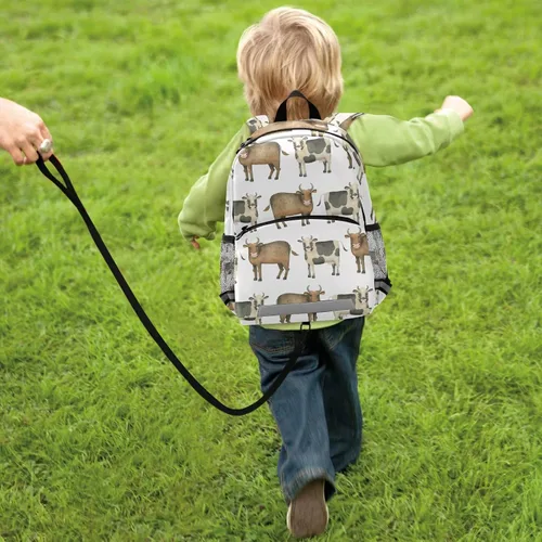 Vista 7 de Mochila escolar para niños pequeños, mochila de rana para niños y niñas, bolsa de jardín de infantes, bolsa de viaje para guardería preescolar
