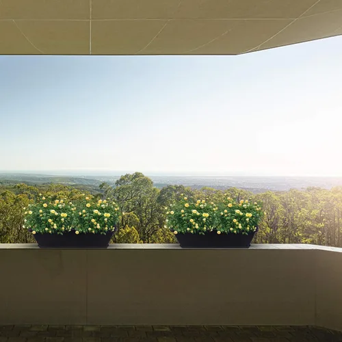 Vista 2 de GANAZONO Maceta rectangular de plástico de 19.68 x 7.48 x 5.90 pulgadas con orificio de drenaje y platillo para interiores y exteriores, patio